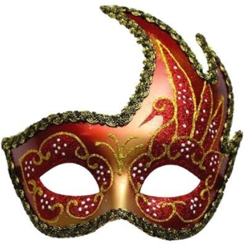 Italian Masquerade Mask, Red and Gold